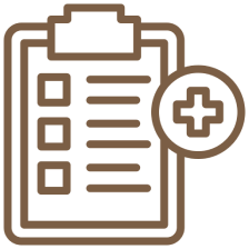 Medical clipboard with checklist icon.
