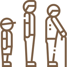 Child, adult, and elderly progression illustration.